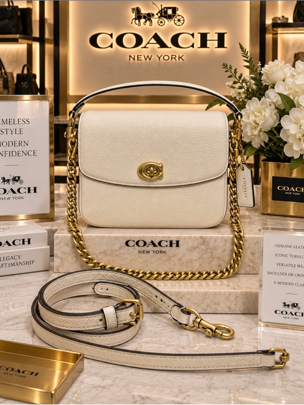 Coach Cassie 19 Pebbled Leather Chalk crossbody 88346